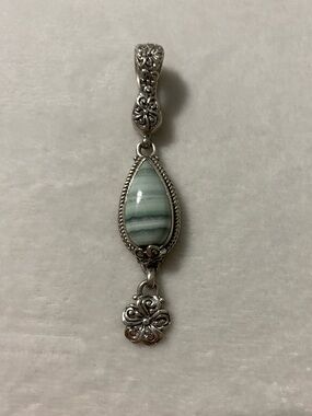 Sarda .925 Silver Striped Green Opal Gemstone Magnetic Enhancer